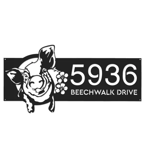 Vista alternativa de Custom Metal Pig Farm house animal ranch Metal Address Sign House number Hanging Address Plaque Yard Sign Outdoor decor