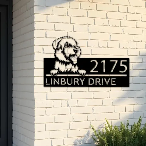 Custom Metal Wheaten Terrier dog Puppy Metal Address Sign House number Hanging Address Plaque Yard Sign Outdoor decor