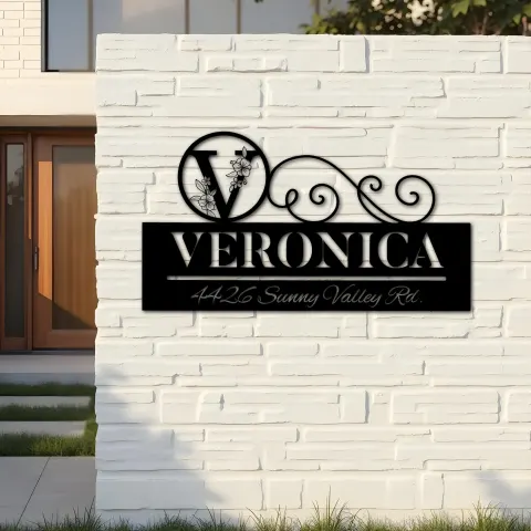 Vue alternative de Custom Metal Monogram Letters family name Metal Address Sign House number Hanging Address Plaque Yard Sign Outdoor decor S16