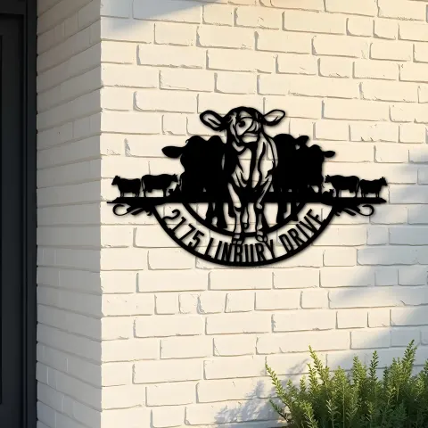 Custom Metal Farm ranch Metal Address Sign, House number, Outdoor Number Signage, Yard Sign Address Plate