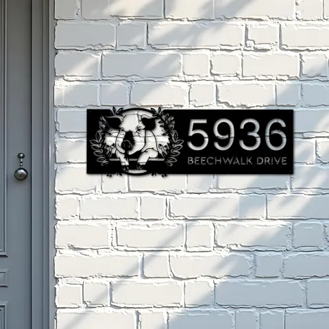 Vista alternativa de Custom Metal Peeking pig farm animal farmhouse ranch Metal Address Sign, House number, Outdoor Number Signage, Yard Sign Address Plate