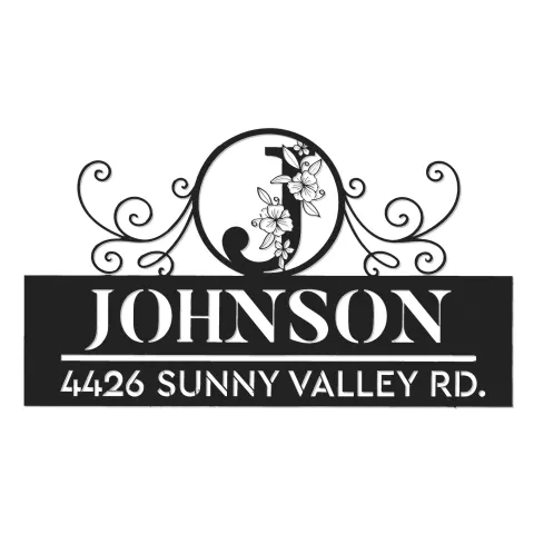 Vue alternative de Custom Metal Monogram Letters family name Metal Address Sign House number Hanging Address Plaque Yard Sign Outdoor decor S46