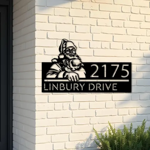 Custom Metal Santa Claus Metal Address Sign, House number, Outdoor Number Signage, Yard Sign Address Plate
