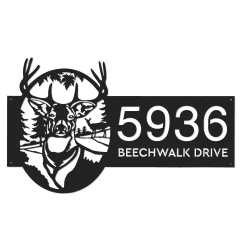 Vue alternative de Custom Metal Deer forest wild life Metal Address Sign, House number, Outdoor Number Signage, Yard Sign Address Plate