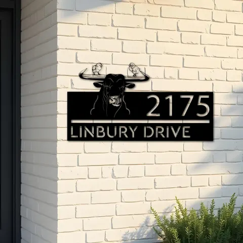 Custom Metal bull and two chickens farm animal Metal Address Sign, House number, Outdoor Number Signage, Yard Sign Address Plate