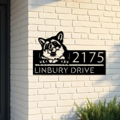 Custom Metal Peeking Fox Wild animal wildlife Metal Address Sign, House number, Outdoor Number Signage, Yard Sign Address Plate
