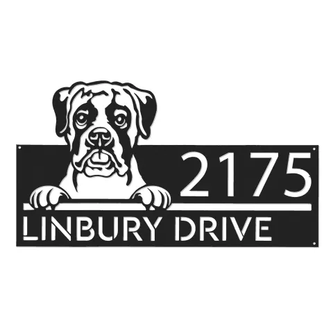 Vista alternativa de Custom Metal Boxer dog cute puppy Metal Address Sign House number Hanging Address Plaque Yard Sign Outdoor decor