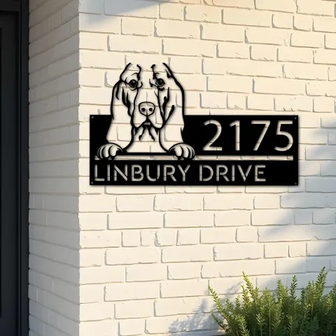 Custom Metal Basset hound dog cute puppy Metal Address Sign House number Hanging Address Plaque Yard Sign Outdoor decor