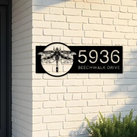 Custom Metal Dragonfly Metal Address Sign, House number, Outdoor Number Signage, Yard Sign Address Plate