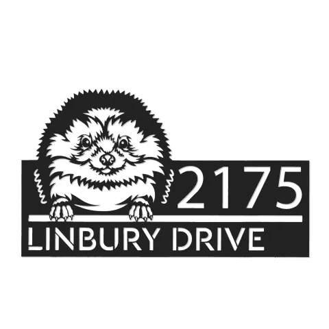 Vista alternativa de Custom Metal Peeking Hedgehog Wild animal wildlife Metal Address Sign, House number, Outdoor Number Signage, Yard Sign Address Plate