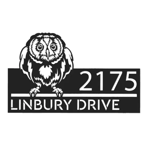 Vista alternativa de Custom Metal Peeking Owl Wild animal wildlife Metal Address Sign, House number, Outdoor Number Signage, Yard Sign Address Plate
