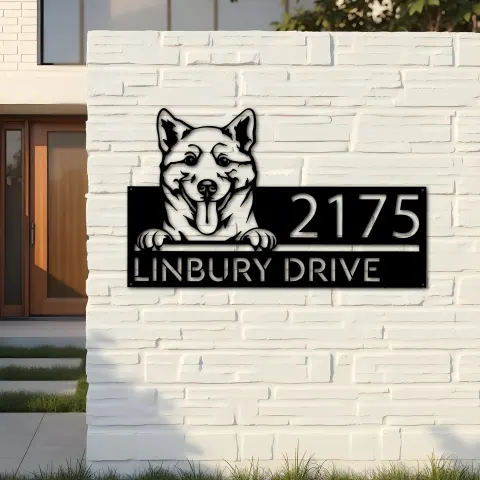 Vista alternativa de Custom Metal Shiba Inu Dog Cute puppy Metal Address Sign House number Hanging Address Plaque Yard Sign Outdoor decor