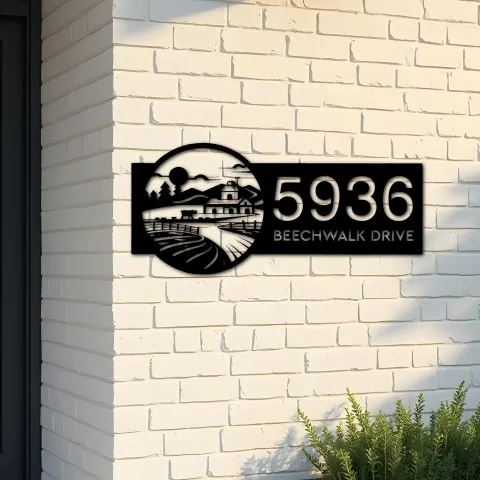Custom Metal Farm barn ranch farmer countryside Metal Address Sign Custom House number Hanging Address Plaque Yard Sign Outdoor
