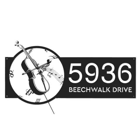 Vista alternativa de Custom Metal Cello musical instrument Metal Address Sign Custom House number Hanging Address Plaque Yard Sign Outdoor Sign