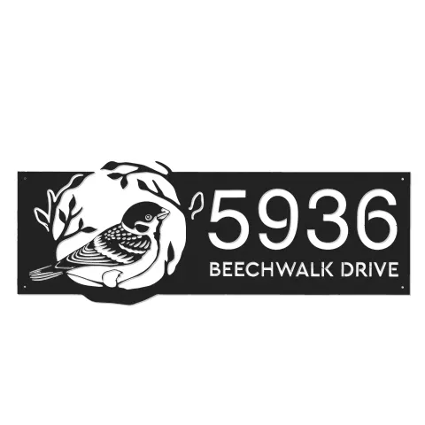 Vista alternativa de Custom Metal Bird on tree branch Metal Address Sign, House number, Outdoor Number Signage, Yard Sign Address Plate