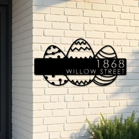 Custom Metal Easter eggs Metal Address Sign, House number, Outdoor Number Signage, Yard Sign Address Plate