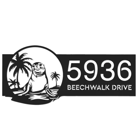 Vue alternative de Custom Metal Cute Seal Wild animal wildlife Metal Address Sign, House number, Outdoor Number Signage, Yard Sign Address Plate