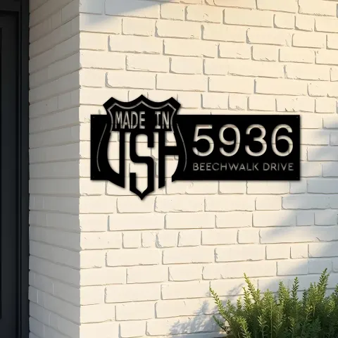 Custom Metal Made in USA Metal Address Sign, House number, Outdoor Number Signage, Yard Sign Address Plate