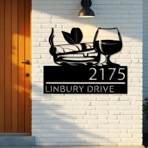 Vue alternative de Custom Metal Gentlemen Club bar Metal Address Sign, House number, Outdoor Number Signage, Yard Sign Address Plate