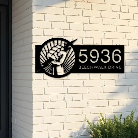 Custom Metal Electrician electrical engineer Metal Address Sign, House number, Outdoor Number Signage, Yard Sign Address Plate