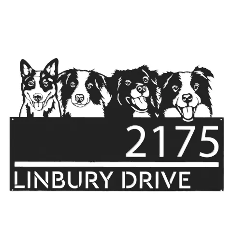 Vue alternative de Custom Metal Dogs Cute puppy Metal Address Sign House number Hanging Address Plaque Yard Sign Outdoor decor