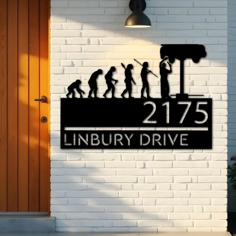 Vue alternative de Custom Metal Mechanic evolution handyman Metal Address Sign, House number, Outdoor Number Signage, Yard Sign Address Plate