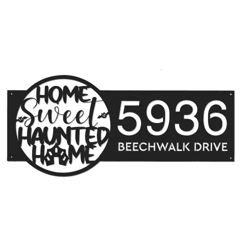 Vue alternative de Custom Metal Home sweet haunted home Halloween Metal Address Sign House number Hanging Address Plaque Yard Outdoor Sign