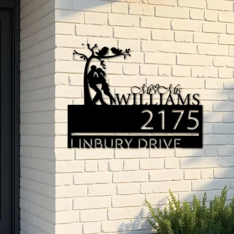 Custom Metal Couple lovers custom name Metal Address Sign, House number, Outdoor Number Signage, Yard Sign Address Plate