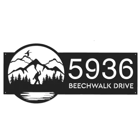 Vista alternativa de Custom Metal Bigfoot Sasquatch wild life forest Metal Address Sign, House number, Outdoor Number Signage, Yard Sign Address Plate