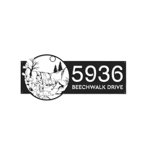 Vista alternativa de Custom Metal Water fall Nature scene Metal Address Sign House number Hanging Address Plaque Yard Sign Outdoor