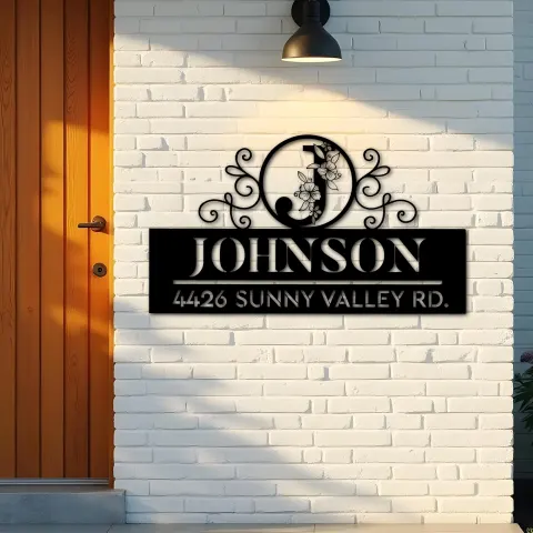 Vue alternative de Custom Metal Monogram Letters family name Metal Address Sign House number Hanging Address Plaque Yard Sign Outdoor decor S47