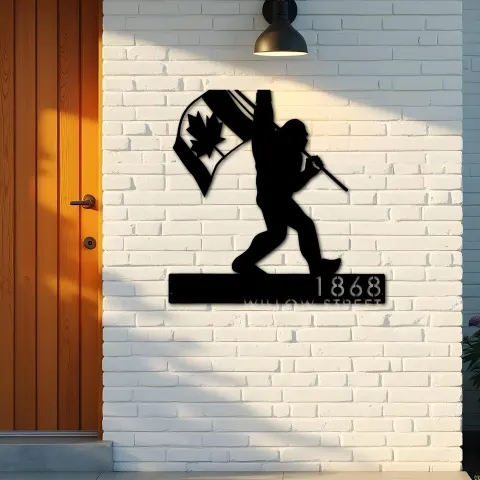 Vista alternativa de Custom Metal Bigfoot Sasquatch With Canada Flag Metal Address Sign Custom Hanging Address Plaque Yard Sign Outdoor Sign