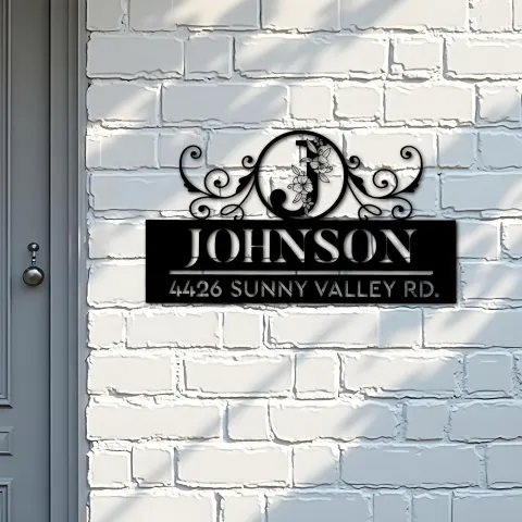 Vue alternative de Custom Metal Monogram Letters family name Metal Address Sign House number Hanging Address Plaque Yard Sign Outdoor decor S38