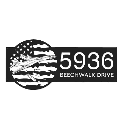 Vista alternativa de Custom Metal B 1B lancer bomber airplane US flag Metal Address Sign House number Hanging Address Plaque Yard Sign Outdoor