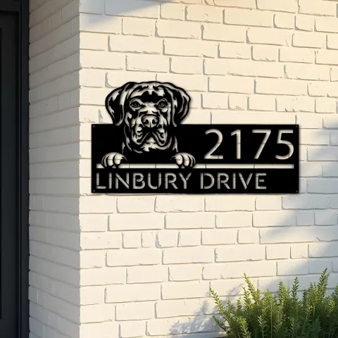 Custom Metal Cane Corso dog cute puppy Metal Address Sign House number Hanging Address Plaque Yard Sign Outdoor decor
