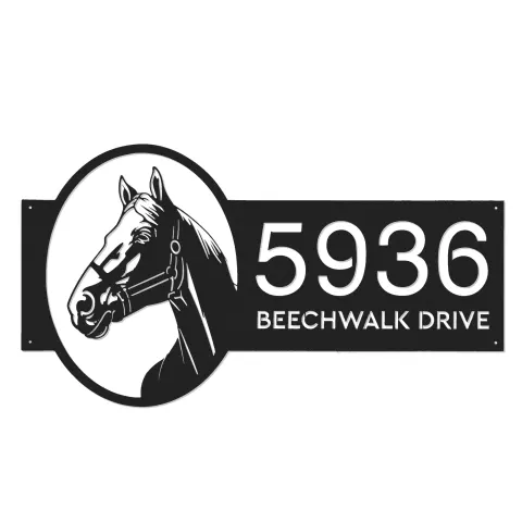 Vue alternative de Custom Metal Horse head farm animal ranch Metal Address Sign, House number, Outdoor Number Signage, Yard Sign Address Plate