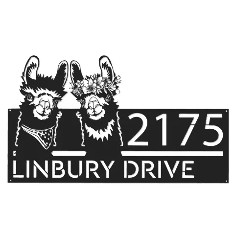 Vue alternative de Custom Metal Llamas Metal Address Sign, House number, Outdoor Number Signage, Yard Sign Address Plate