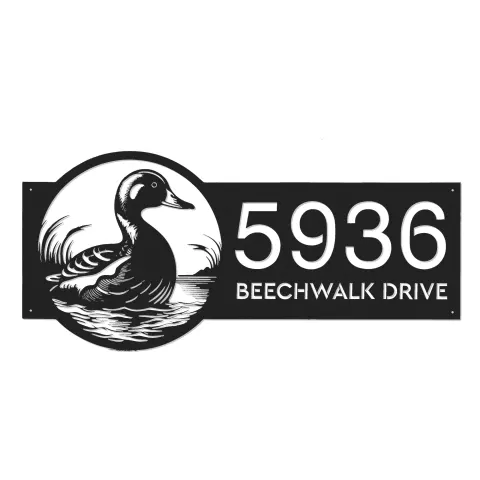 Vue alternative de Custom Metal Duck Metal Address Sign Custom Hanging Address Plaque House number Yard Sign Outdoor Sign