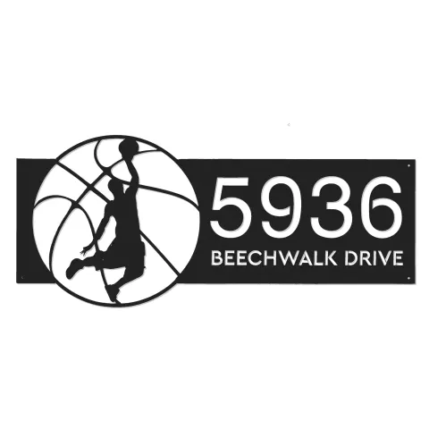 Vista alternativa de Custom Metal Basketball player Metal Address Sign, House number, Outdoor Number Signage, Yard Sign Address Plate
