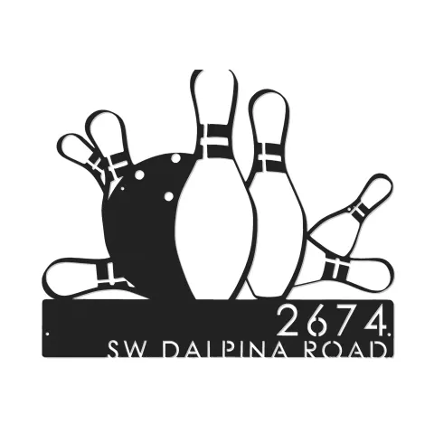 Vista alternativa de Custom Metal Bowling Metal Address Sign, House number, Outdoor Number Signage, Yard Sign Address Plate001