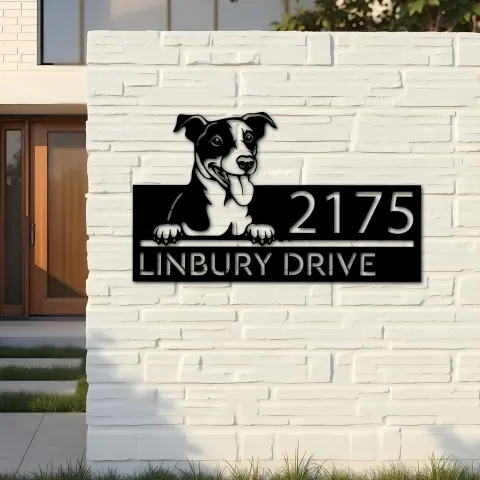 Vue alternative de Custom Metal Jack Russell Terrier dog Puppy Metal Address Sign House number Hanging Address Plaque Yard Sign Outdoor decor