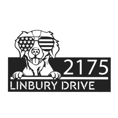 Vista alternativa de Custom Metal Brittany spaniel dog US glasses Metal Address Sign House number Hanging Address Plaque Yard Sign Outdoor decor