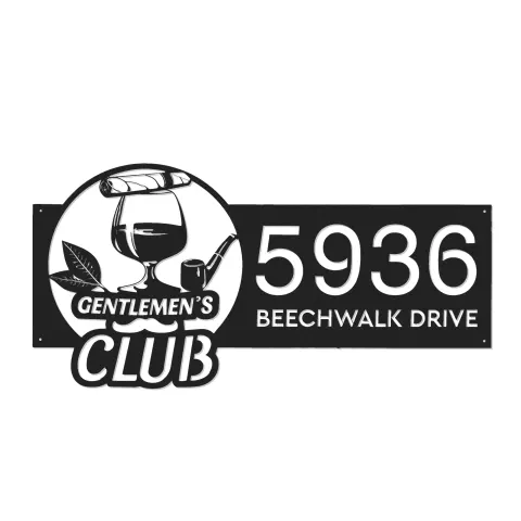 Vue alternative de Custom Metal Gentlemen 39 s club bar man cave Metal Address Sign Custom House number Hanging Address Plaque Yard Sign Outdoor
