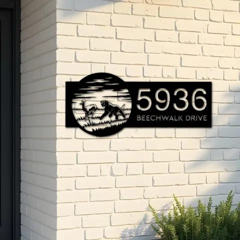 Custom Metal Hunting Panther Wild animal wildlife Metal Address Sign, House number, Outdoor Number Signage, Yard Sign Address Plate
