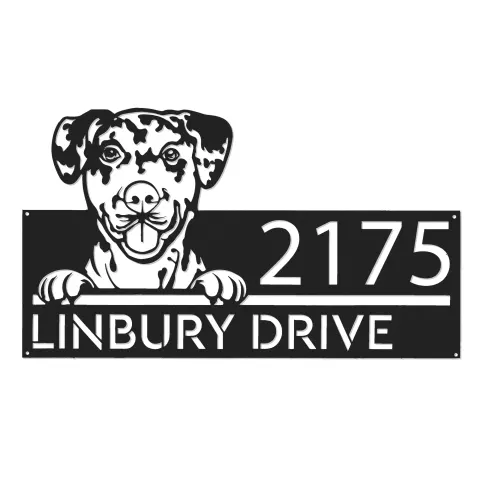 Vista alternativa de Custom Metal Catahoula dog cute puppy Metal Address Sign House number Hanging Address Plaque Yard Sign Outdoor decor
