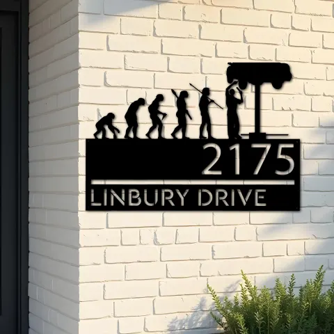 Custom Metal Mechanic evolution handyman Metal Address Sign, House number, Outdoor Number Signage, Yard Sign Address Plate