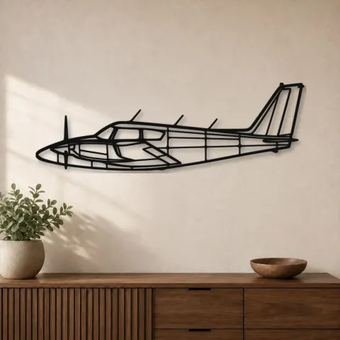 Silhouette d'avion PA-30 Twin Comanche en métal, Décoration murale en métal, Décor aéronautique, Décor d'aviation