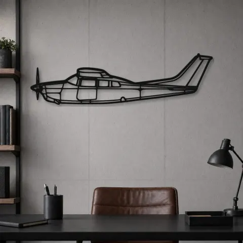 Vue alternative de Silhouette en métal d'avion 210 Centurion, décoration murale en métal, décoration aéronautique, cadeau pour pilote