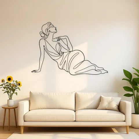 Liegende Mode Muse Metall-Wandkunst | Wanddekoration für Modefiguren