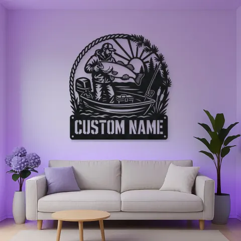 Personalized Fisherman Big Catch Boat Metal Wall Art alternate view